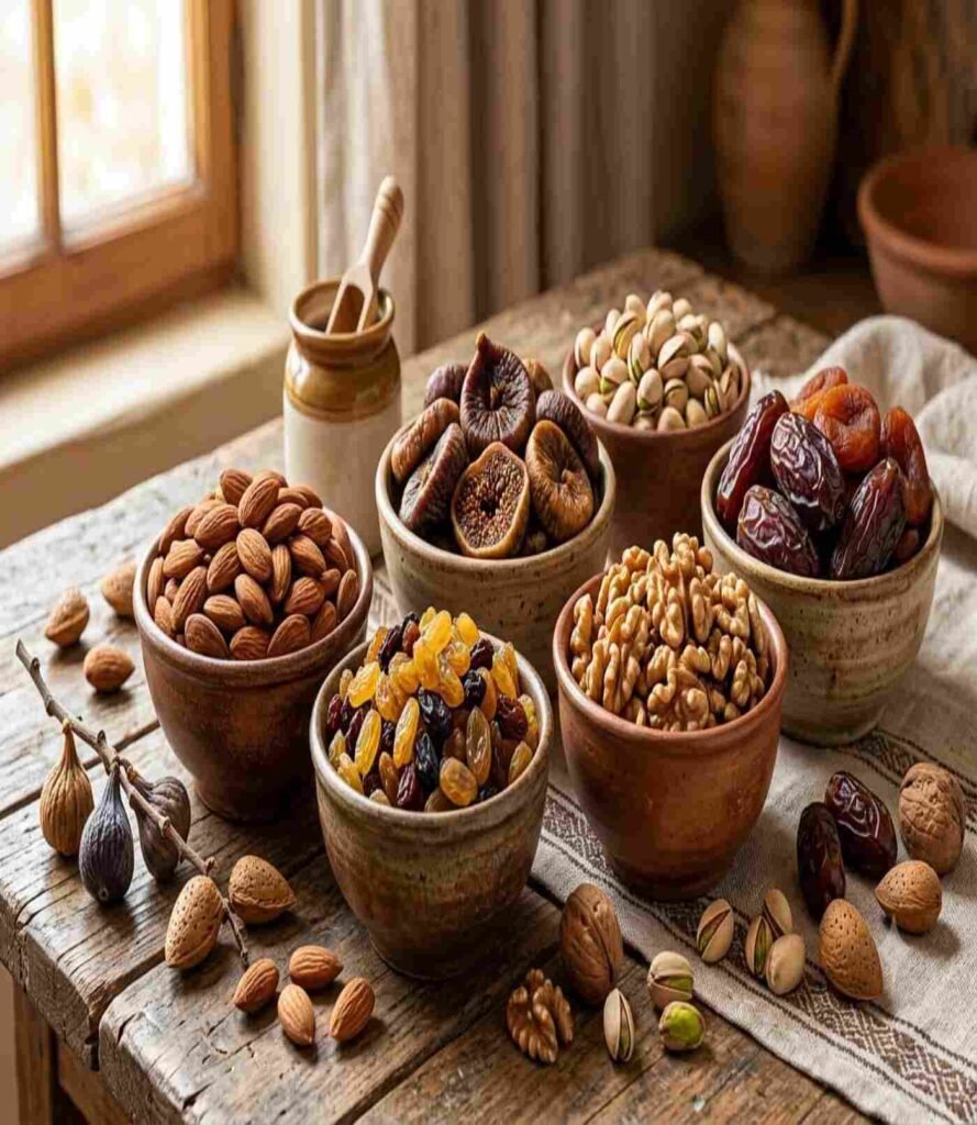 Dry fruits on table